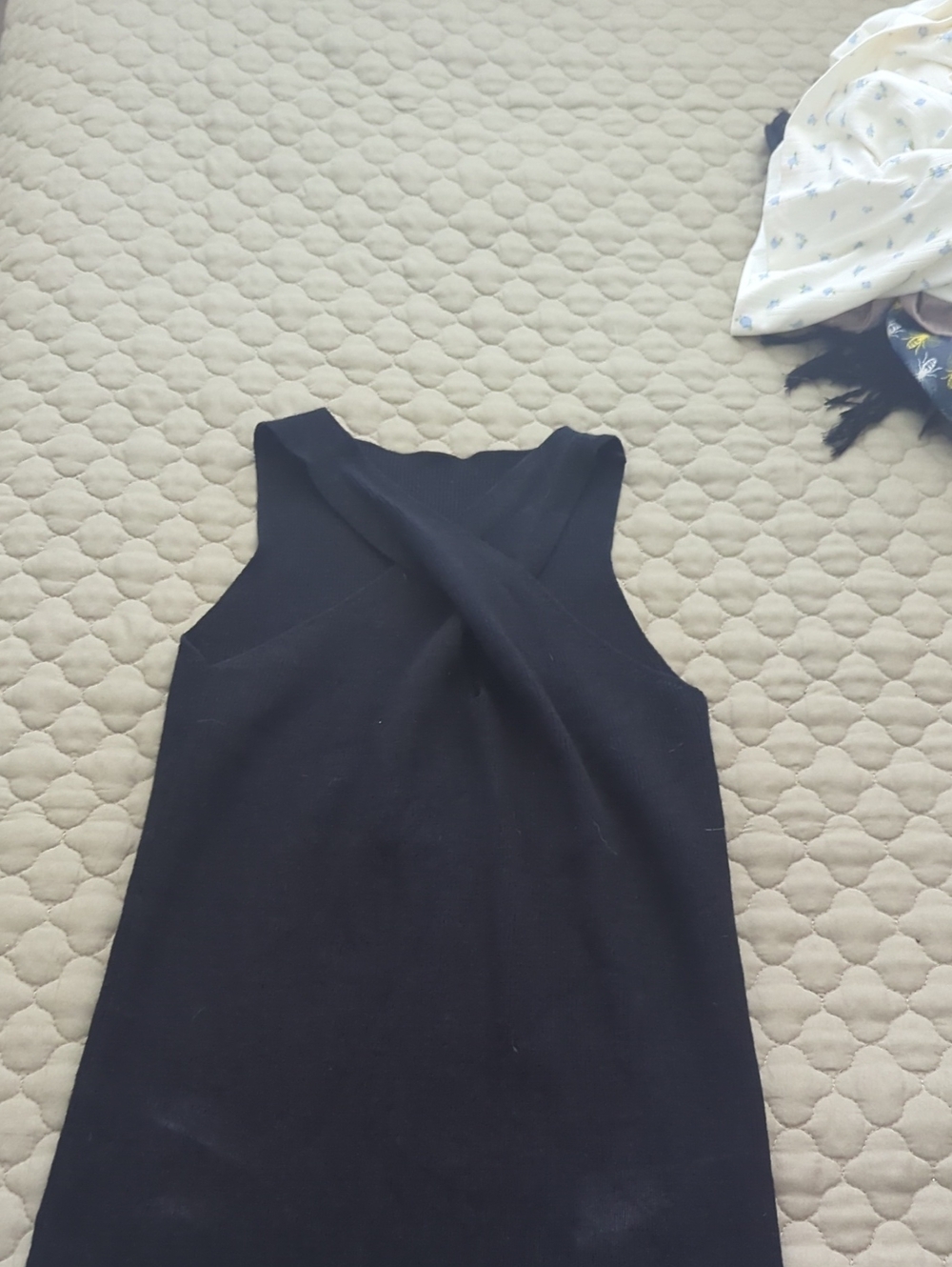 Sleeveless Black Cross-Front Women's Top